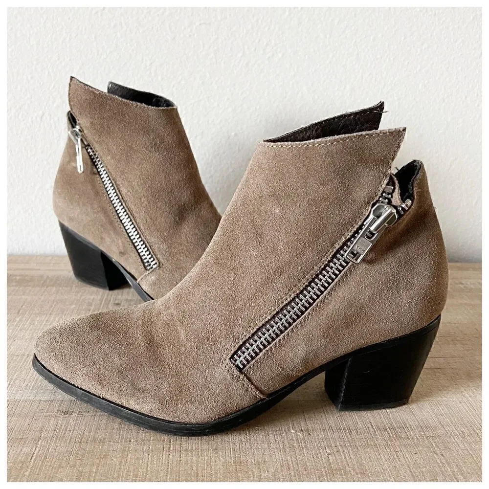 Anthropologie Matisse Frankie Asymmetrical Suede Zip Ankle Bootie